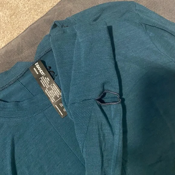 Bandit wool blend Long Sleeve Crewneck Shirt — dark Teal Blue/green - Picture 3 of 4